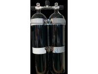 Doppel-Stahlflasche 12 Liter SCHWARZ KONKAV lang,  230...